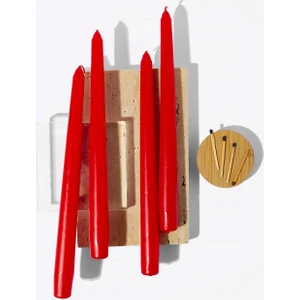 Gizemli Home 4'lü Set Kırmızı Şamdan Mumu