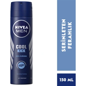 NIVEA Men Erkek Sprey Deodorant Cool Kick 150ml;Ter ve Ter Kokusuna Karşı 48 Saat Anti-perspirant ;Serinleten Ferahlık