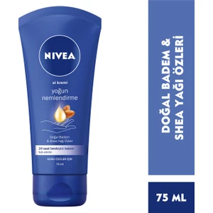 NIVEA Yoğun Nemlendirici El  Kremi 75ml; Doğal Badem Yağı ve Shea Yağı Özleri; 24 Saat Besleyici Bakım; Yoğun Nemlendirme; Kuru Ciltler İçin