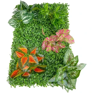 Yapay Çiçek Duvar Kaplama Panel Şimşir 40*60 5demet Yeşil Bitki Dik Duvar Uygulama Çiçeği