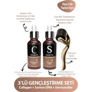 For You Gold Dermaroller (Goldenroller)  Somon Dna  Collagen Serum Gençleştirme Seti