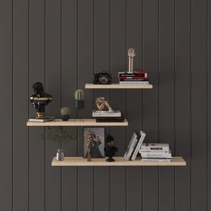 Asra Trend Doğal Modern Organizer Düzenleyici Dekoratif  Kitaplık Banyo Mutfak 3'lü Duvar Rafı