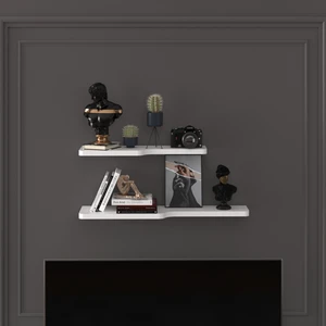 Asra Trend Doğal Modern Organizer Düzenleyici Kıvrımlı Dekoratif  Kitaplık Banyo Mutfak Duvar Rafı Beyaz