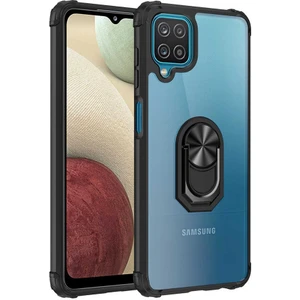 Tekno Grup Samsung Galaxy A12 / M12 Kılıf Korumalı Yüzüklü Standlı Mola Kapak + Cam Ekran Koruyucu