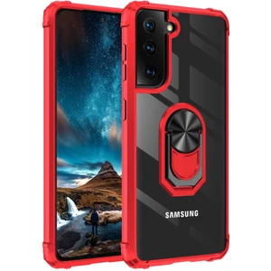 Tekno Grup Samsung Galaxy S21 Fe Kılıf Korumalı Yüzüklü Standlı Mola Kapak + Cam Ekran Koruyucu