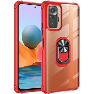 Tekno Grup Xiaomi Redmi Note 10 Pro Kılıf Korumalı Yüzüklü Standlı Mola Kapak + Cam Ekran Koruyucu