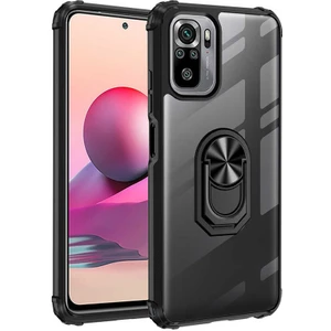 Tekno Grup Xiaomi Redmi Note 10 / Note 10S Kılıf Korumalı Yüzüklü Standlı Mola Kapak + Tam Kaplayan 5d Ekran Koruyucu
