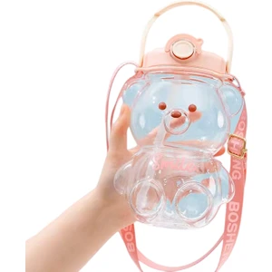 Puni 1000 ml. Ayı Taşınabilir Saman Su Bardağı (Yurt Dışından)
