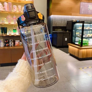 2000ML Büyük Kapasiteli Sızdırmaz Taşınabilir Su Şişesi - Siyah  (Yurt Dışından)
