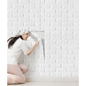 Renkli Duvarlar Kendinden Yapışkanlı 6,5 mm Beyaz Sünger Tuğla Panel