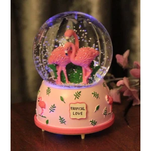 Hediye Biziz Kar Küresi Işıklı Müzikli Flamingo