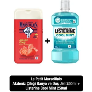 le petit marseillais akdeniz çileği duş jeli 250 ml + listerine cool mint ağiz bakim suyu 250 ml