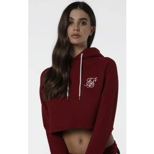 Siksilk Crop Bordo Kapşonlu Bayan Sweatshirt