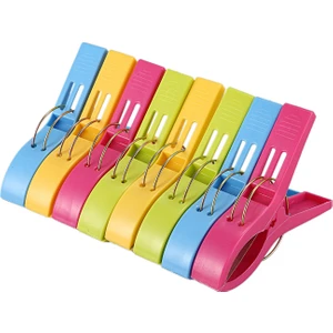 8'li Paket Büyük Parlak Renkli Plastik Plaj Havlusu Askıları Şezlong Için Klips, Çeşitli Renkler(Yurt Dışından)
