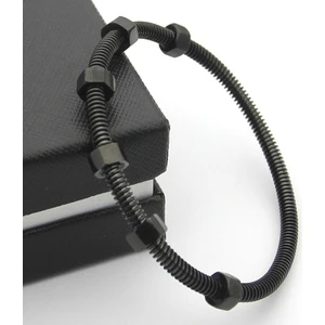 Siyah Vidalı Kelepçe Dizayn Çelik Bayan Bileklik EF20SY