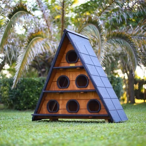 Ahşap Üçgen Kedi Evi Büyük Boy