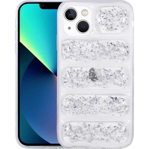 Case 4U Apple iPhone 13 Kılıf Kamera Korumalı Simli Airbag Dalga Kapak Gümüş
