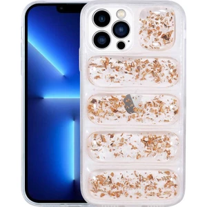 Case 4U Apple iPhone 12 Pro Max Kılıf Kamera Korumalı Simli Airbag Dalga Kapak Altın