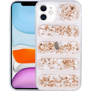 Case 4U Apple iPhone 11 Kılıf Kamera Korumalı Simli Airbag Dalga Kapak Altın