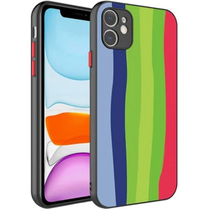 Case 4U Apple iPhone 11 Kılıf Kamera Korumalı Renkli Temperli X-Cam Kapak NO4 Renkli