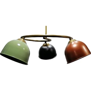 Renkli Metal Sarkıt Avize  Üçlü Avize