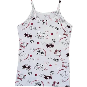 3'lü Paket Elastan Desenli Emprime Ip Askı Kız Çocuk Atlet