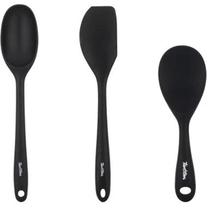 Silikon 3'lü Büyük Kaşık, Pilav Kaşığı ve Spatula Seti Füme