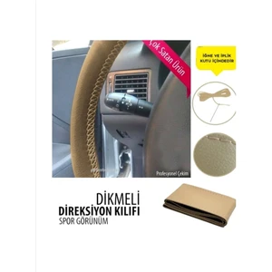 Gürler Oto Kılıf ve Aksesuar Dikmeli Direksiyon Kılıfı Soft Esnek Kokusuz Standart Bej Renk