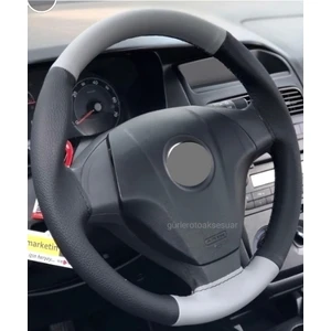 Gürler Oto Kılıf ve Aksesuar Fiat Linea Dikmeli Direksiyon Kılıfı Çift Renk Gri-Siyah (4prç)