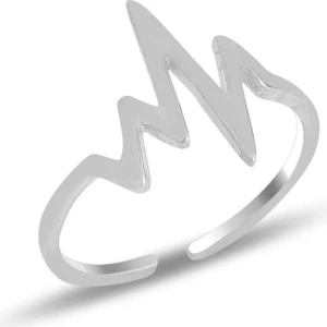 Söğütlü Silver Gümüş Rodyumlu Kalp Ritmi Yüzük