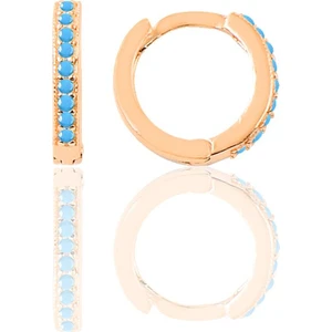 Söğütlü Silver Gümüş Rose Turkuaz Taşlı 11 mm Halka Küpe Tragus Piercing Helix Kıkırdak Küpesi