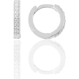 Söğütlü Silver Gümüş Rodyumlu Zirkon Taşlı 11 mm Halka Küpe Tragus Piercing Helix Kıkırdak Küpesi