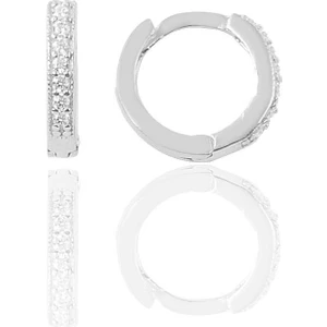 Söğütlü Silver Gümüş Rodyumlu Zirkon Taşlı 9 mm Halka Küpe Tragus Piercing Helix Kıkırdak Küpesi