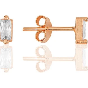 Söğütlü Silver Gümüş Rose Zirkon Baget Taşlı Küpe