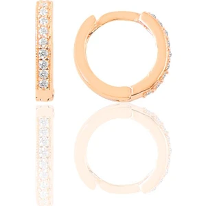 Söğütlü Silver Gümüş Rose Zirkon Taşlı 10 mm Halka Küpe Tragus Piercing Helix Kıkırdak Küpesi
