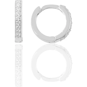 Söğütlü Silver Gümüş Rodyumlu Zirkon Taşlı 10 mm Halka Küpe Tragus Piercing Helix Kıkırdak Küpesi