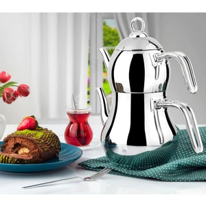 Şahmeran Çelik Çaydanlık Metal Kulp - Aile Boy