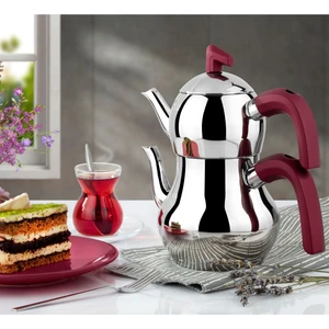 Şahmeran Çelik Çaydanlık Soft Kulp Mürdüm -Orta Boy