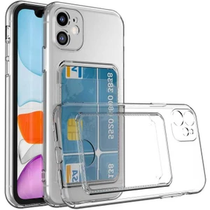 wowacs Apple iPhone 11 Uyumlu Kılıf Kartlık Bölmeli Arkası Şeffaf Soft Dayanıklı Kılıf Kapak
