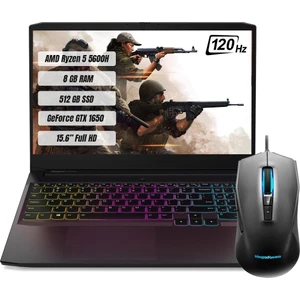 IdeaPad Gaming 3 AMD Ryzen 5 5600H 8GB 512GB SSD GTX1650 Freedos 15.6" 120 Hz FHD Taşınabilir Bilgisayar 82K200K3TX
