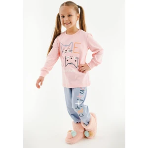 Cattitude Pudra Kız Çocuk Uzun Kol Pijama Takım