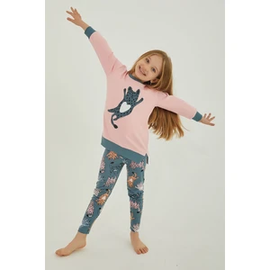 Spotted Cat Pembe Kız Çocuk Tayt Takım