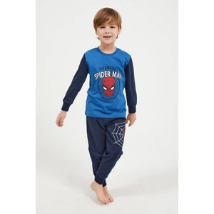 Marvel Comics Spider Man The Amazing Cobalt Mavi Erkek Çocuk Uzun Kol Pijama Takım