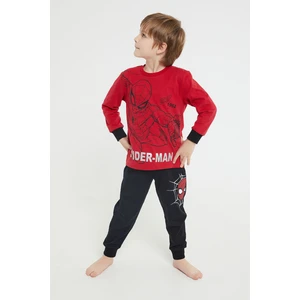 Marvel Spider-Man Lisanslı Thwip Kırmızı Erkek Çocuk Uzun Kol Pijama Takım