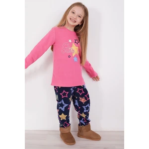 Star Pembe Kız Çocuk Uzun Kol Pijama Takım