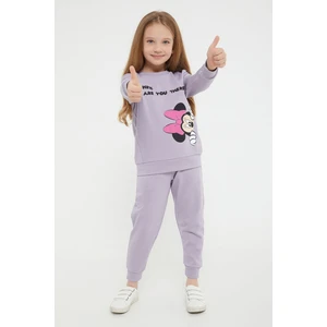 Minnie Mouse Lisanslı Hey Are You There Lila Kız Çocuk Eşofman Takım