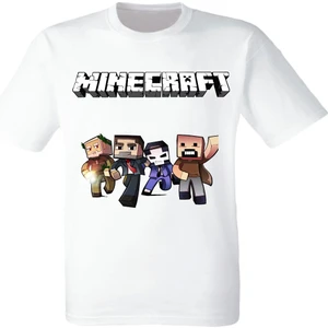 Mınecraft  Karışık Minecraft Baskılı Beyaz Tişört