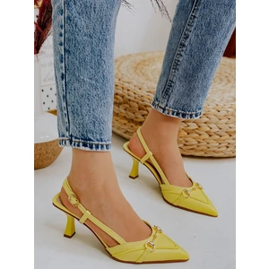 Sarı Deri (Moss) Toka Detay Kadın Stiletto