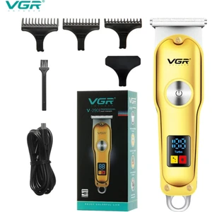 Gold Silver Vgr V-290 Saç Kesme Elektrikli Tıraş Makinesi LED Akıllı Ekran Taşınabilir Saç Kesme