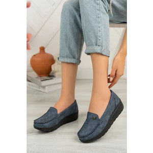 Dolgu Taban  Ped Lacivert Kot Kadın Ayakkabı